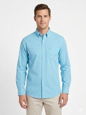 IZOD Shirt Blue Striped Button Down Size Large